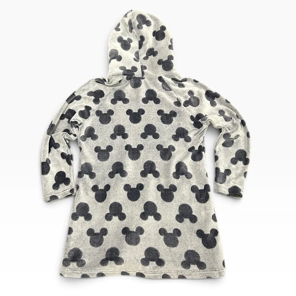 Disney Mickey Mouse Faux Fur Fleece Hooded Lounge Dress Grey Navy Large